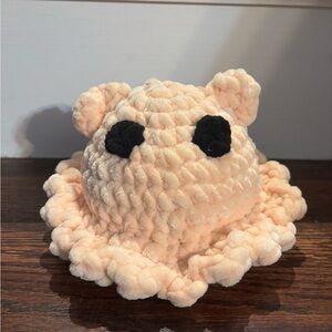 Cream and Black Crocheted Octopus Toy